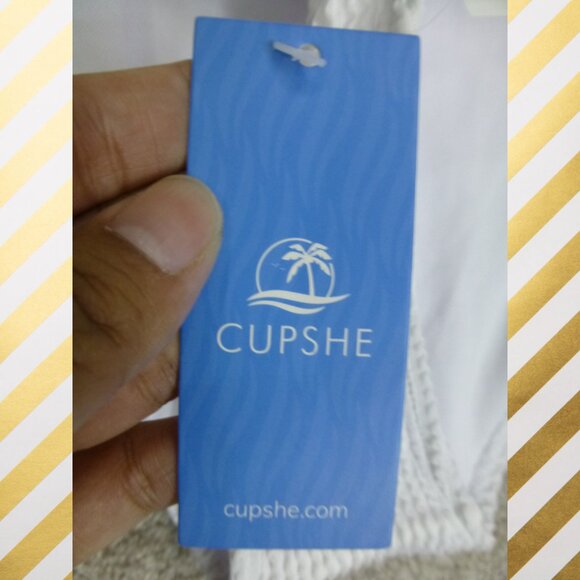 NWT Cupshe White and Gold Side Cut Outs One Piece Bathing Suit - Picture 4 of 15